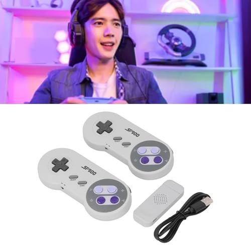 1 Paar kabellose Spielekonsole mit Speicherkartensteckplatz, Plug and Play, ergonomischer Retro-Video-Stick für SFC TV