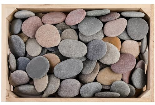 ROCART Lot de 100 Pierres de Rivière Naturelles Lisses 5,5-8,5 cm pour Peinture, Galets Plats pour Loisirs Créatifs, Galets de Gentillesse, École, Jardin et Projets DIY