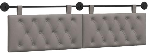 vidaXL Hängendes Kopfteil Taupe Stoff, Moderner rechteckiger Wandkopfteilen, gehängtes gepolstertes Design, gemütliche Rückenlehne für Schlichte Schlafzimmerdekoration