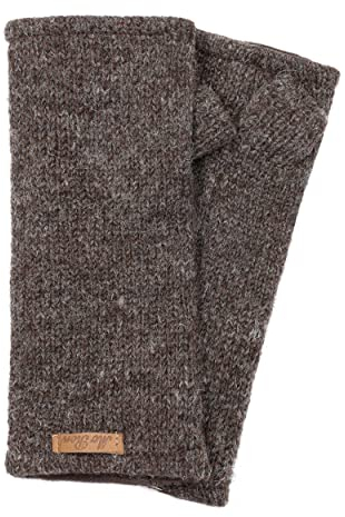 McRon Damen Gestrickte Pulswärmer Reka Naturdunkelbraun 91
