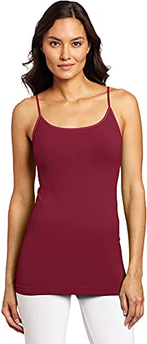 Purple Hanger Womens New Plain Sleeveless Ladies Stretch Round Scoop Neckline Long Strappy T-Shirt Camisole Vest Tank Top Burgundy Size 12-14