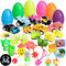 Prextex Uova di Pasqua Riempite con 30 Mini Giocattoli e Sorprese per i più piccoli-Ogni Uovo contiene un Giocattolo diverso per la Caccia all'Uovo di Pasqua, Regali di Giochi di Pasqua