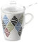 Omada Design tisaniera o tazza con filtro, coperchio e cucchiaio inclusi, 30 cl, infrangibile e lavabile in lavastoviglie, decorazione indelebile, Linea Plexart