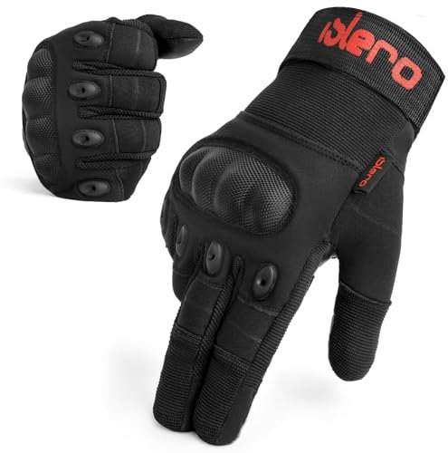 Islero Leather ALL Weather Windproof Waterproof Motorbike Motorcycle Gloves Carbon Fiber Knuckle Racing Riding Hipora Smart Phone Capacitive Touch Compatible (Black, Small)