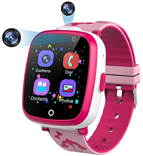 Montre Enfants, Montre Connectée Enfant Fille Garçon, Jouet enfant 3 4 5 6 7 8 9 10 11 12 ans, 6 Jeux, Musique MP3, Caméra, Alarme, SOS, Montre Intelligente 4-12 Ys, Cadeaux pour Filles Garçons (Rose)
