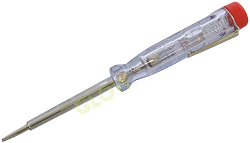Glow Mains Tester Screwdriver – Professional 5” (125mm) Neon Lamp Domestic Electrical Terminal Circuit Socket 240V Voltage Test Slotted Screw Driver Pen with Safety Insulated Handle and Pocket Clip