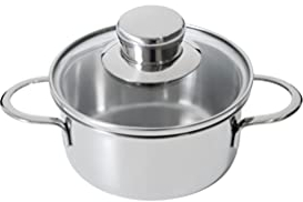Kelomat, 1963-323, Mini Bratentopf mit Deckel, Durchmessser 12cm, Inhalt 0,6 Liter, Edelstahl