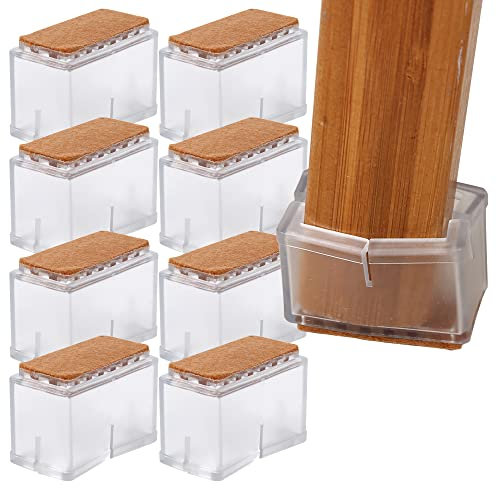 Tacos Rectangulares para Silla De Jardin,Wytino Patas Cove, 8 Piezas/Juego Silla Patas Cubierta Rectángulo Muebles Patas Protector con Suela de Goma(café)