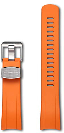 CRAFTER BLUE CB09 22mm Uhrenarmband mit Rundanstoß Gummiband Ersatz für Seiko Samurai Prospex Automatic Dive Watch SRPB51, SRPB09, SRPB53, SBDY007, SBDY009, SBDY011, SBDY019 etc Orange