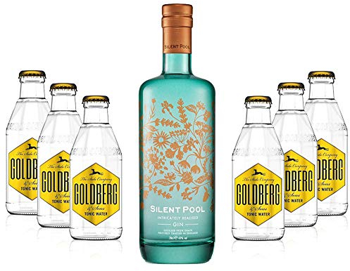 Mixcompany Gin Tonic Set - Silent Pool Gin (43% Vol) + 6x Goldberg Tonic Water 0,2l MEHRWEG inkl. Pfand Gin Tonic Bar- [Enthält Sulfite]