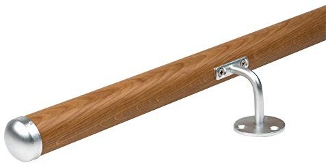 DOLLE Handlauf Massivholz Eiche lackiert Länge 150 cm (kürz- und verlängerbar) komplett mit Wandhaltern, Dübeln und Schrauben