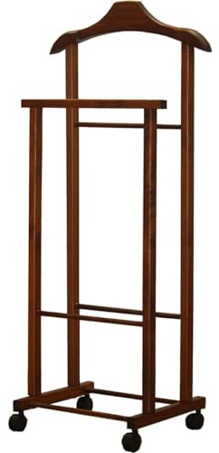 Tomaino - Herrendiener Schlafzimmer aus Holz - Kleiderständer mit Rollen Ambrogio - Herrendiener Modern für Kleidung und Accessoires (Nússbaum)