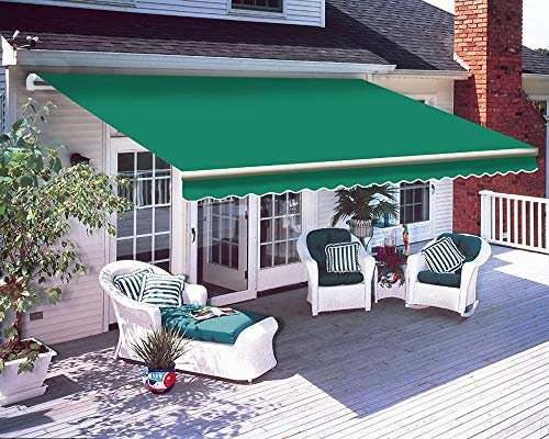 Iropro DIY Patio Retractable Manual Awning, Garden Sun Shade Canopy Gazebo, Anti-UV and Waterproof Folding Awning with Fittings and Crank Handle (3 * 2.5M, Green)