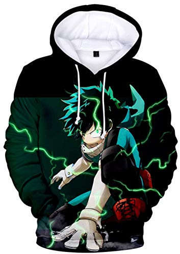 YIMIAO Jungen Mädchen Kapuzenpullover My Hero Academia Anime Hoodie Tasche Anime Fans Cartoons Langarm Cosplay Unisex Sweatshirts(M)