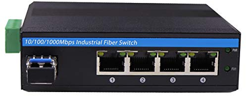 Conversor de fibra óptica de 5 puertos Gigabit Ethernet para exteriores Industrial DIN Rail Conmutador 100/1000Base-T a LC Hasta 20 km (con transceptor SFP)