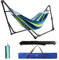 CCLIFE Hängematte mit Gestell klappbar für Outdoor Tragetasche Tragbar Indoor Garten,Color:Mit Gestell. Blau&Grün