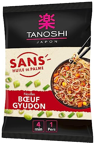 TANOSHI - Nouilles Instantanées Saveur Bœuf Gyudon - Nouilles Japonaises Instantanées - 1 Personne - 73 g
