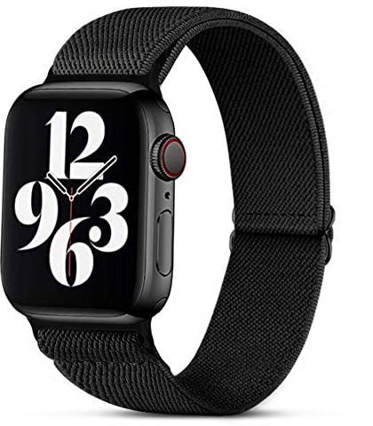 Migeec Armband für Apple Watch 38/40/41mm, Nylon Stretchy Sport Ersatzband für i Watch Serie 8/7/SE/6/5/4/3/2/1 - Schwarz