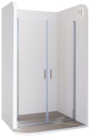 Moments of Glass Mampara de ducha 70x190 cm rango de ajuste de 70-73 cm, altura: 190 cm, vidrio de seguridad ESG con nano transparente de 6 mm con perfiles de aluminio - AC
