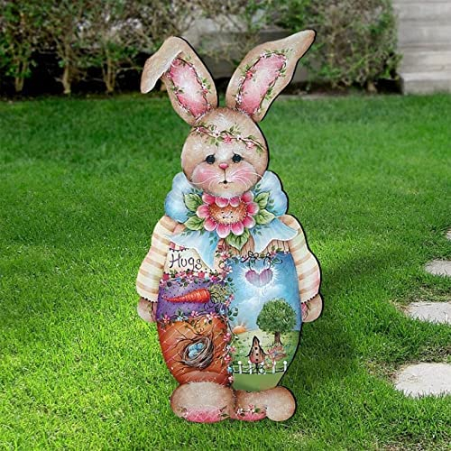 Dantazz Ostern Hasenstecker Deko Metall Osterhasen Figuren Deko Osterdeko Ostern Kaninchen Statue Baumstecker Ornament Metall Outdoor Gartenstecker Dekoration Frühlingsdeko Osterschmuck (Mehrfarbig)