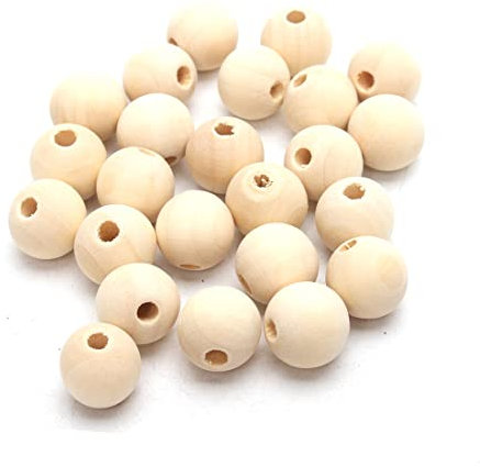 Perle di legno 6/8/10/12/14/16/18/20 mm, colore naturale, incolore, da infilare, per legno fai da te, con perline intermedie da 2 ~ 4 mm (500 pezzi)