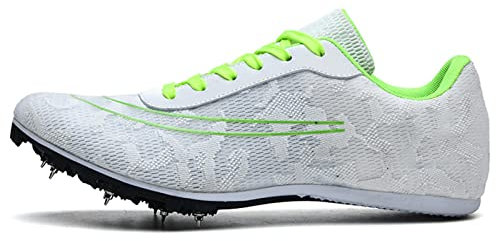 AIRFUL Professionelle Leichtathletik-Schuhe für Damen und Herren, leichte 7-Nägel-Spikes, Leichtathletik-Sprint-Spikes-Schuhe mit TPU-unterstützender Harter Sohle (Color : White, Size : 41 EU)