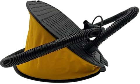 Sandhill Tools Deluxe High Volume Air Foot Pump - Yellow/Black, Pump for Inflatables with 42 Long Hose & Interchangeable Nozzles - Battery Powered, Manual, Sports Inflation Device