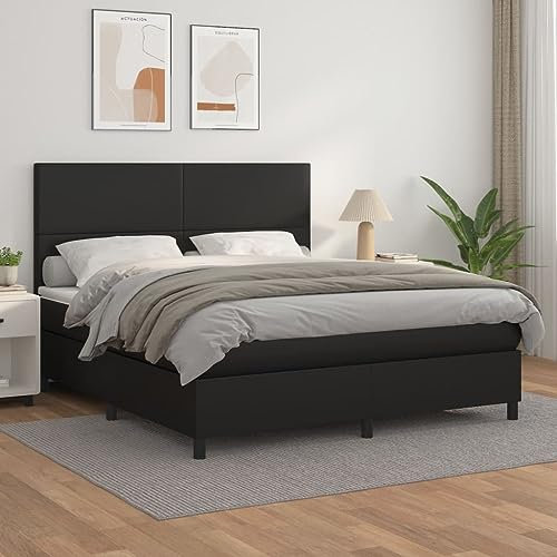 Camerina Boxspringbett mit Matratze Schwarz 180x200 cm Bett Boxspringbett Bett Mit Matratze Bettgestel Boxspringbetten Kunstleder 3142737