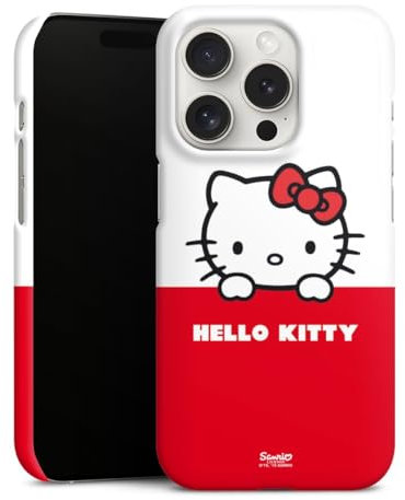 Premium Case kompatibel mit Apple iPhone 15 Pro Smartphone Handyhülle Schutzhülle glänzend Fanartikel Hello Kitty Kawaii