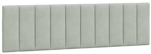 vidaXL Kopfteil Kissen Hanko, Kopfteilkissen mit Linien-Design, Bett Kopfkissen mit Klettverschlüssen auf Rückseite, Kopfteilpolster Kopfpolster, Hellgrau 180cm Samt
