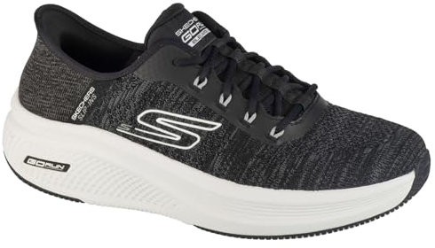 Skechers Zapatillas Deportivas para Hombre con Manos Libres: Go Run Elevate 2.0 Steady Motion, Textiles Negros y Blancos, 40 EU