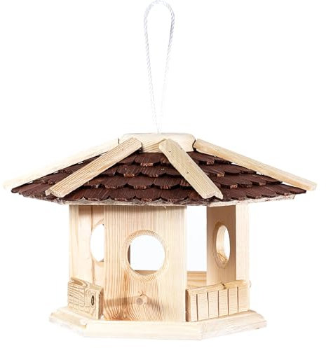 Erdtmanns Vogelfutterhaus Schindeldach | Vogelhaus zum Aufhängen | Geeignet für Balkon und Terasse