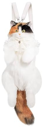 Chongker Plüschtier Katze Rucksack, Realistische Plüsch-Umhängetasche in Katzenform, Damen Katzen Plüsch Rucksack, Niedliche Schultasche, Handgefertigt Haustier Geschenke für Mädchen Kinder