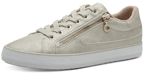 s.Oliver Damen Sneaker flach zum Schnüren mit Reißverschluss, Gold (Champagne Snak), 39 EU