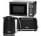 Geepas 3-Piece Kitchen Set Digital Microwave 1.7L Kettle 2 Slice Toaster 700W/3000W Black