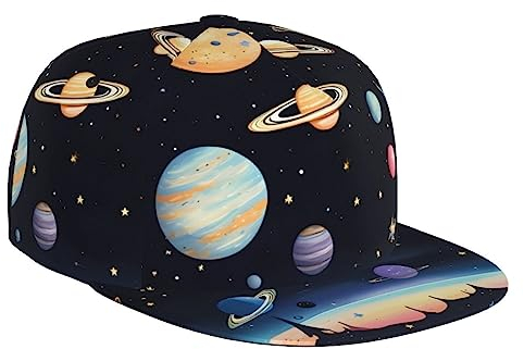 Saturn Jupiter Earthbaseballkappe, verstellbare Baseballkappe, waschbar, geeignet für alle Jahreszeiten, Männer und Frauen, Schwarz, Schwarz , One size