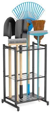 KDSOM Garden Tool Organizer for Garage,Garden Tool Storage Rack with Wheels,Yard Tool Holder for Garage, Shed, Outdoor, Tool Stand