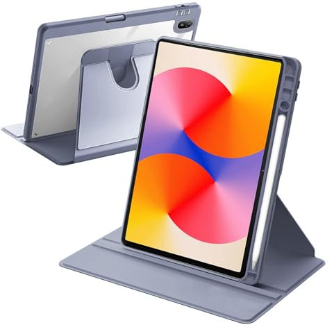 Coque Rotative Compatible avec Huawei MatePad SE 11 Pouces 2024 avec Porte-Stylo, Rotation à 360° Support Étui Housse Protection Dos Transparent, Réveil/Sommeil Auto, Violet Lavande