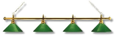John West Billardlampe London 4 Schirme, Messing/grün