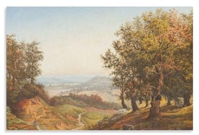 Andreas Achenbach Poster Blick Aus Dem Wald Ins Tal Poster, Gemälde, Leinwand, Wandkunst, Wohnzimmer, Poster, Gemälde, 20 x 30 cm