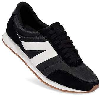 Kizik Slip-On-Sneaker: Mailand, bequem, Retro-Nylon und Wildleder, Herren- und Damen-Wanderschuhe mit Fußgewölbeunterstützung, freihändiges Tragen, den ganzen Tag über zu tragen, Schwarz/Weiß, 10.5