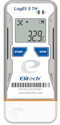 Elitech Temperature Humidity Data Logger USB, Reusable Humidity Recorder with Shadow Data, Auto PDF & CSV Reports for Windows & macOS, 32,000 Data Points Fridge Thermometer LogEt5TH