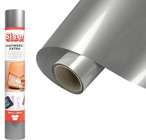 Siser EasyWeed Extra Silver, 30 cm x 0,5 m, Thermotransfer-Vinyl zur individuellen Gestaltung von Nylon, Leder und beschichteten Textilien