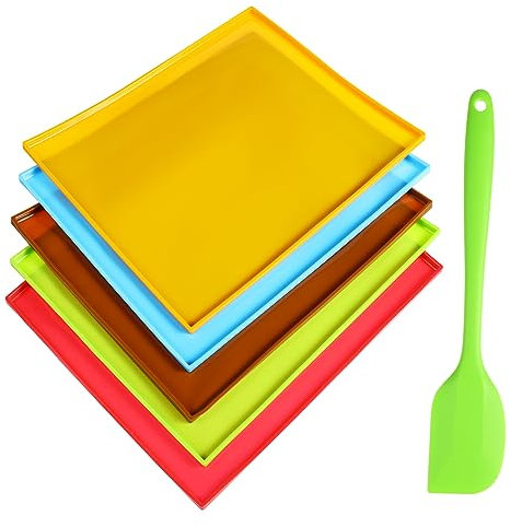 Ciieeo Tappetini da Forno in Silicone con Spatola Tappetini Antiaderenti Bordi Rialzati Set da 3 per Cucinare E Cuocere Forno