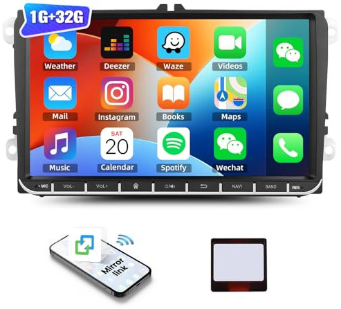 SIXWIN Android Car Radio for VW Seat Golf Passat Jetta Beetle Tiguan Touran 9 inch Touch Screen VW Head Unit with Mirror Link Bluetooth FM GPS Navigation WiFi SWC