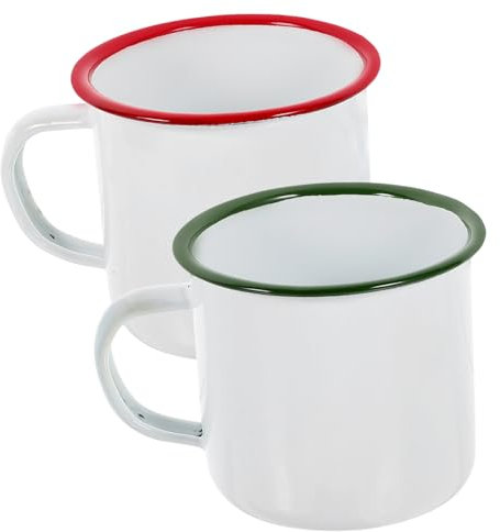 MOBUTOFU 2pcs Extra Enamel Mug Home Camping Simple Style Healthy Enamel Cups Portable Coffee Mug Multi-Function Water Cups for Outdoor Tableware