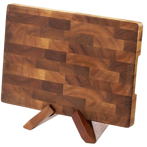 COCOBOSS Schneidebrett Holz, Holzschneidebrett,Küchenbrett,aus Akazienholz PREMIUM für Küche,Küchenholzbrett, Rutschfeste Füße (XL)