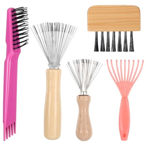 5 PCS Hair Brush Cleaner Tool, Upgraded Hair Brush Cleaning Tool Metal Wire Hairbrush Cleaner Comb Cleaners Rake Removing Tangled Hairs and Dust 2-in-1 Comb Cleaning Brushes for Home and Salon
