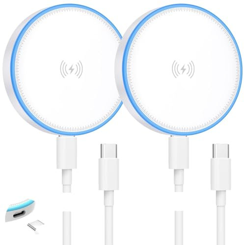 Magnetic Charger 2Pack 15W Magnetic Wireless Charger Fast Charging Pad with 6FT USB C to USB C Cable Compatible with iPhone 16/15/14/13/12 Series & AirPods 3/2/Pro | Strong Magnet Technology