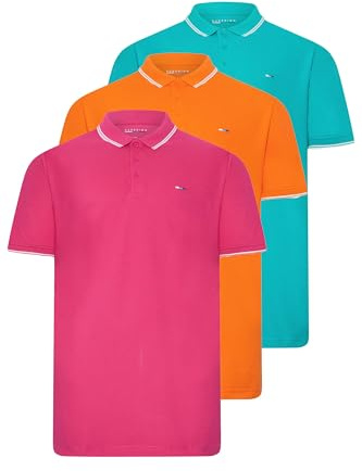 BadRhino Big & Tall 3 Pack & Orange Tipped Polo Shirts - Men's - Plus Size Curve